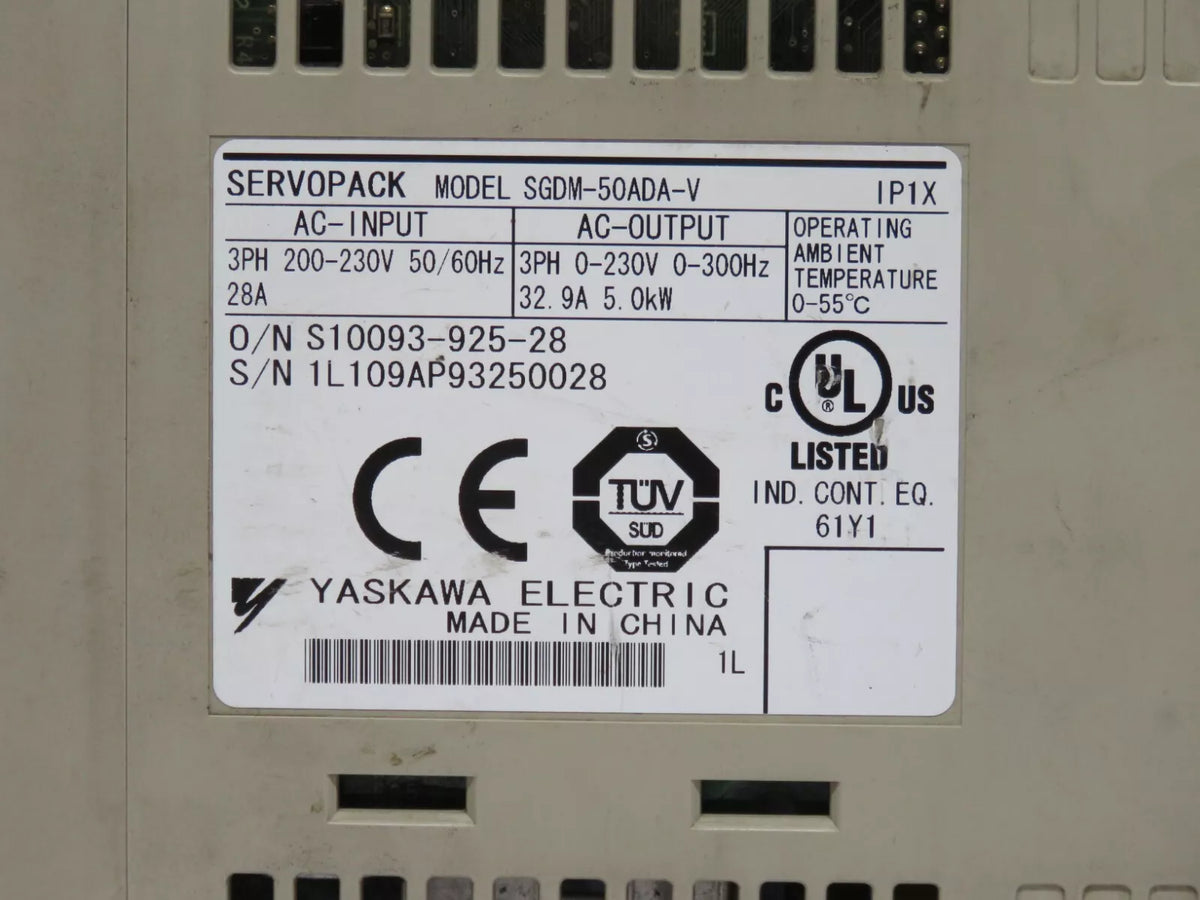 Yaskawa SGDM-50ADA-V Servo Drive 5 Kw USED & TESTED