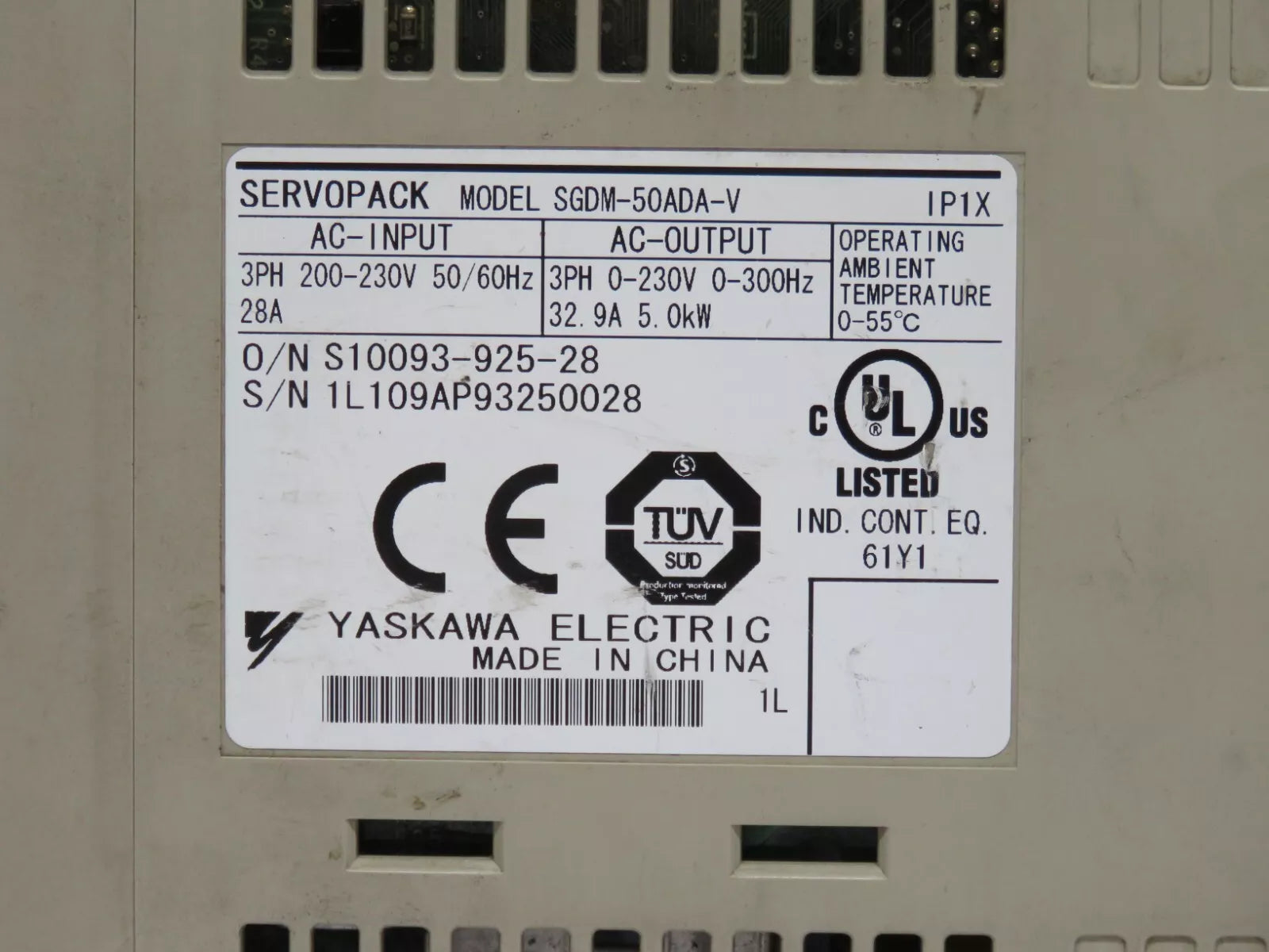 Yaskawa SGDM-50ADA-V Servo Drive 5 Kw USED & TESTED