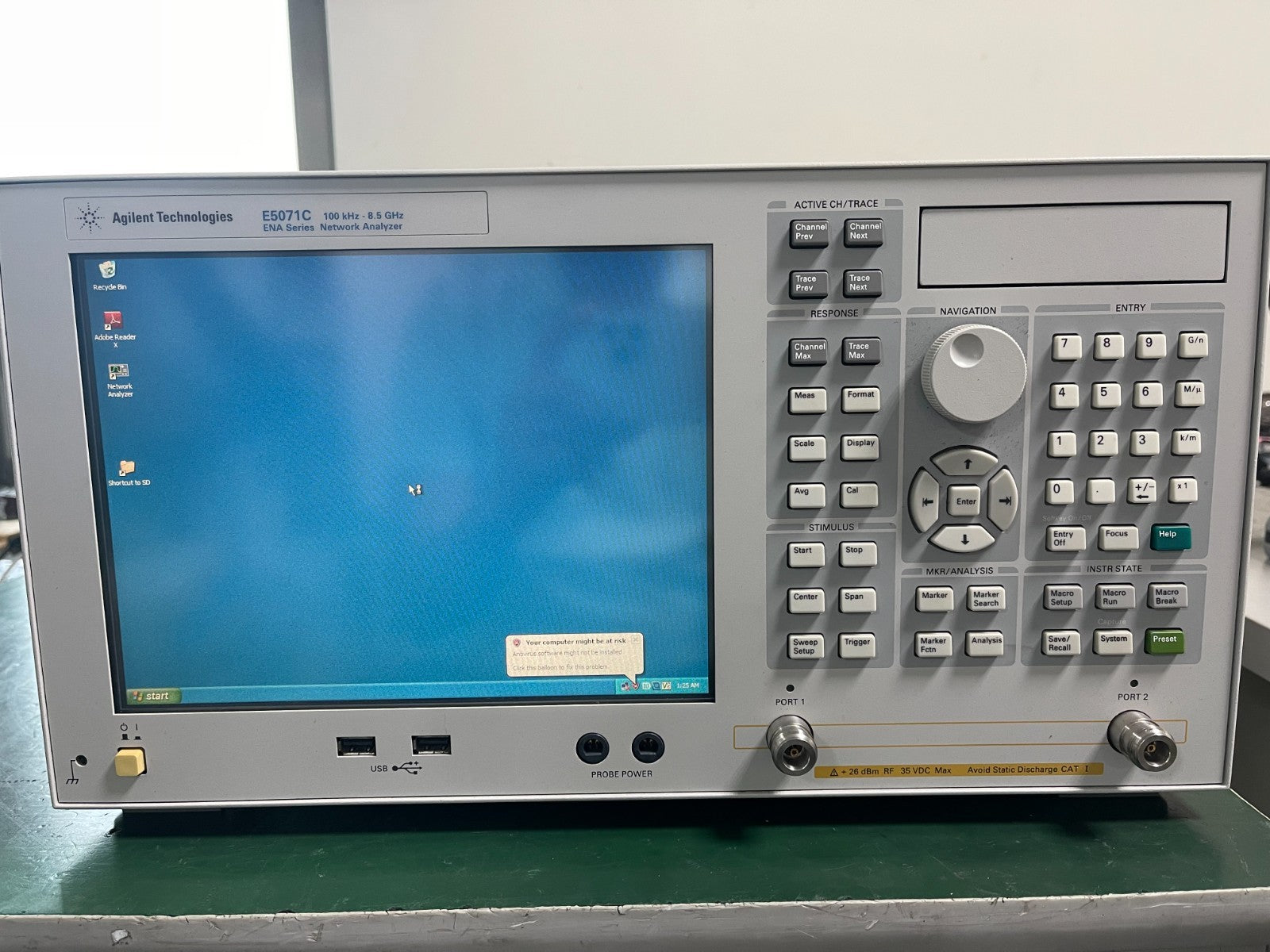 Agilent E5071C ENA RF Network Analyzer 100kHz–8.5GHz w/opt. 019, 285, UNQ_3973