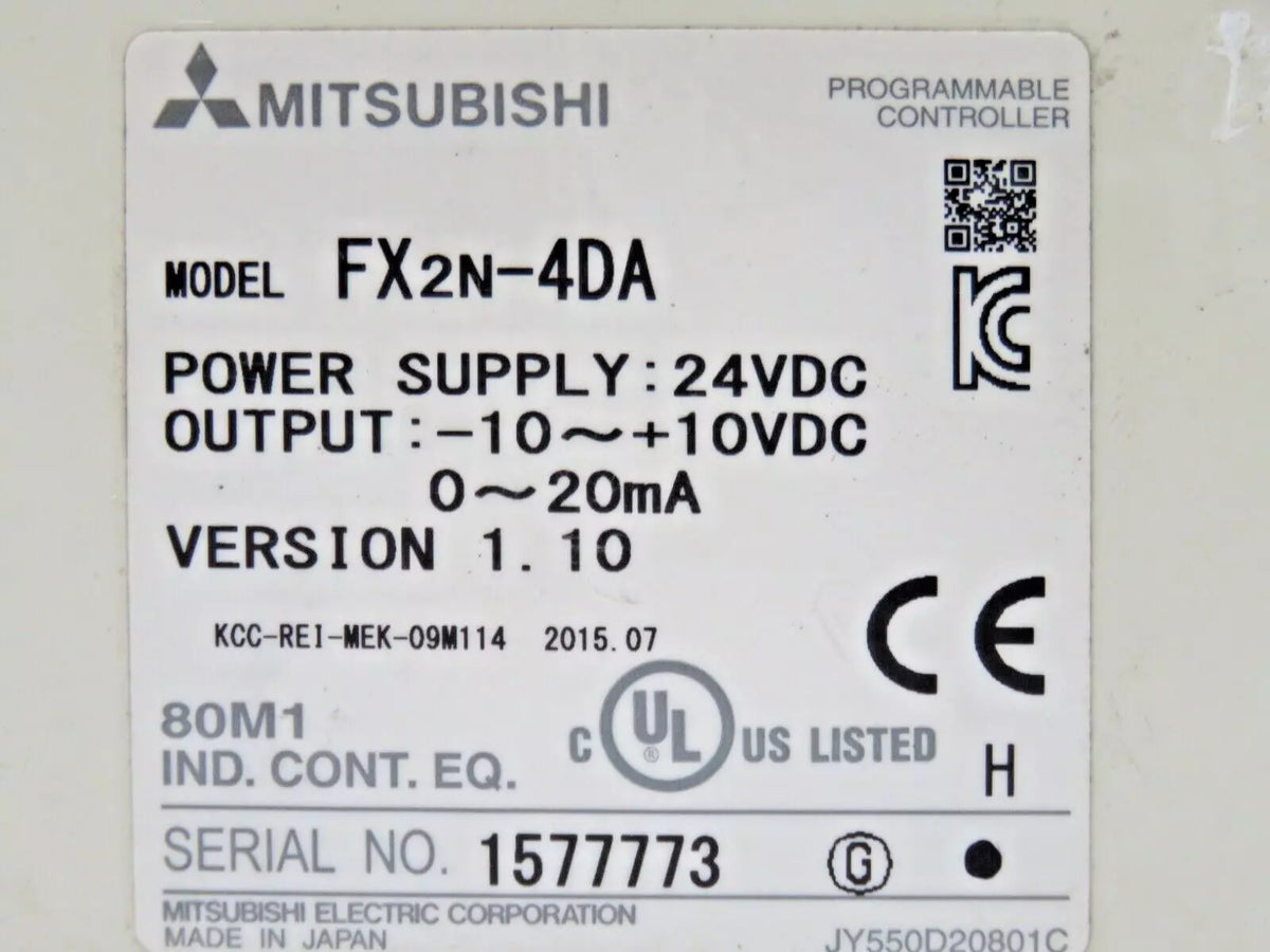 Mitsubishi FX2N-4DA Programmable Controller Analog Output Module 24VDC