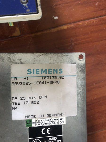 Siemens 6AV3525-1EA41-<wbr/>0AX0 COROS OP25 Operator Panel/KeyPad Enclosure Only