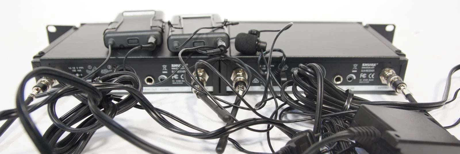 Dual Shure SLX4 Receiver & SLX1 Wireless Lavalier Microphone Systems