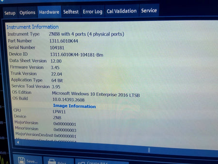 R&S ZNB8 Vector Network Analyzer 9kHz - 8.5GHz Win10 4Port (104181)