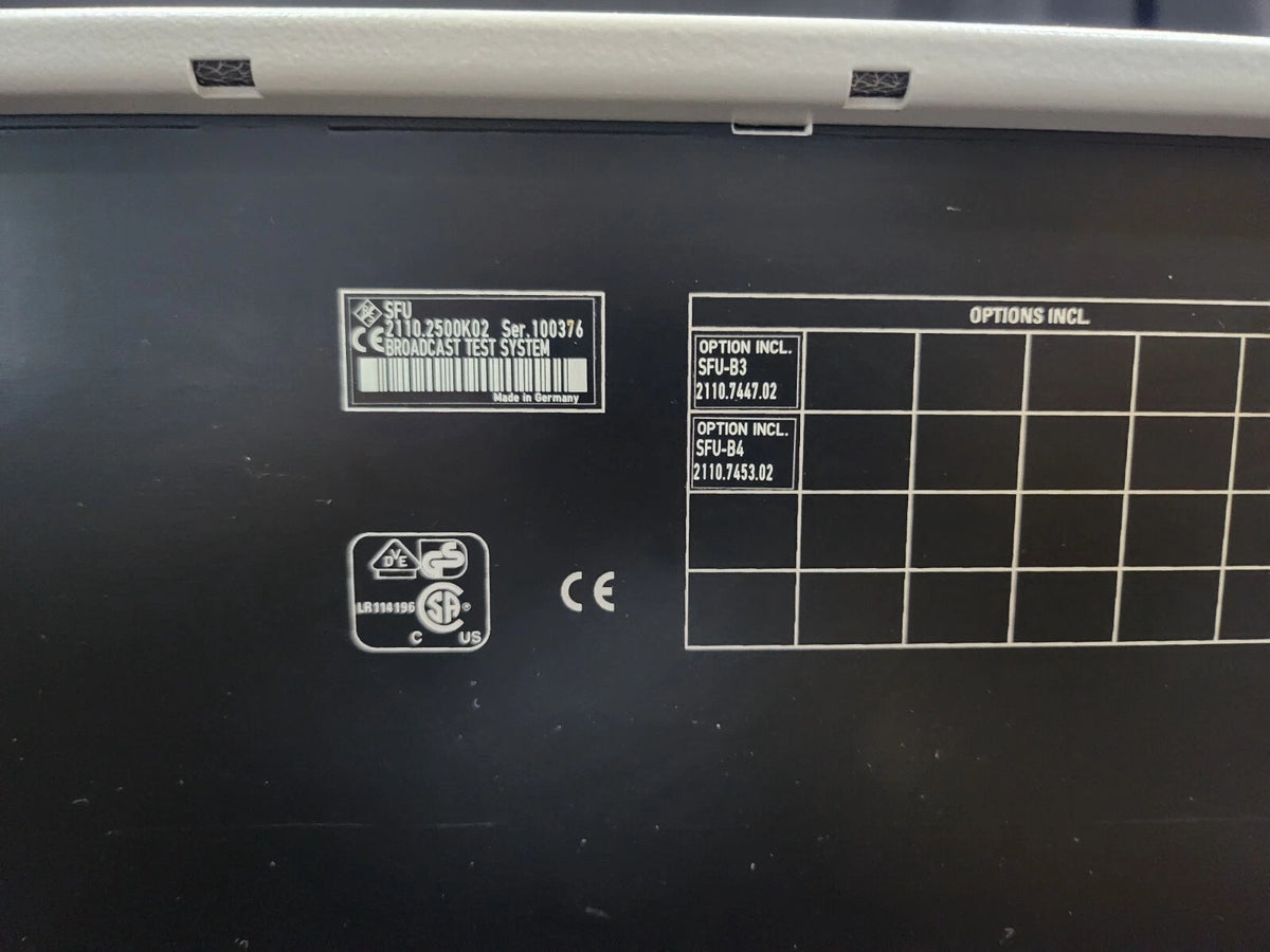R&S SFU Broadcast Test System Not Working As-Is (100376)