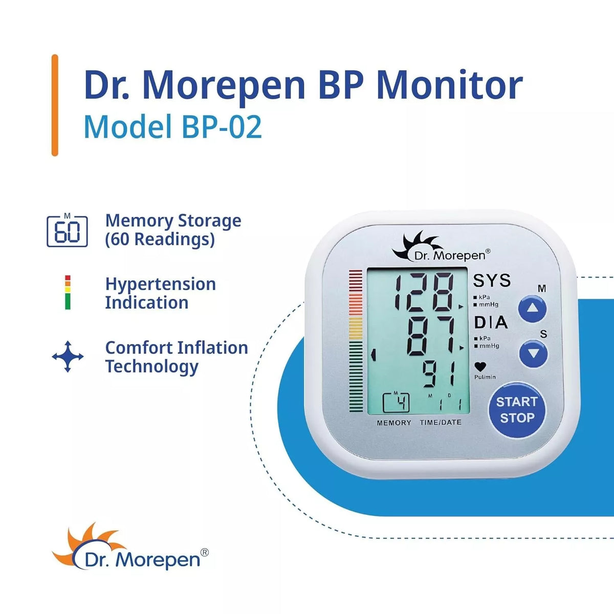 Dr. Morepen Blood Pressure Monitor Model BP-02 (White)