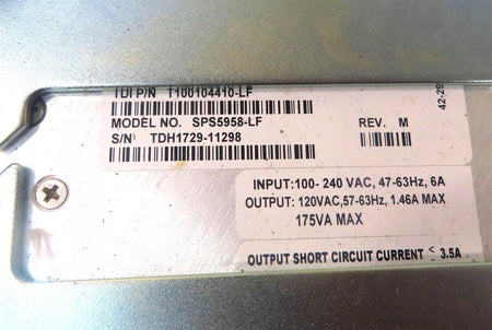 TRANSDEV Electronics TDI Power Supply SPS5958-LF