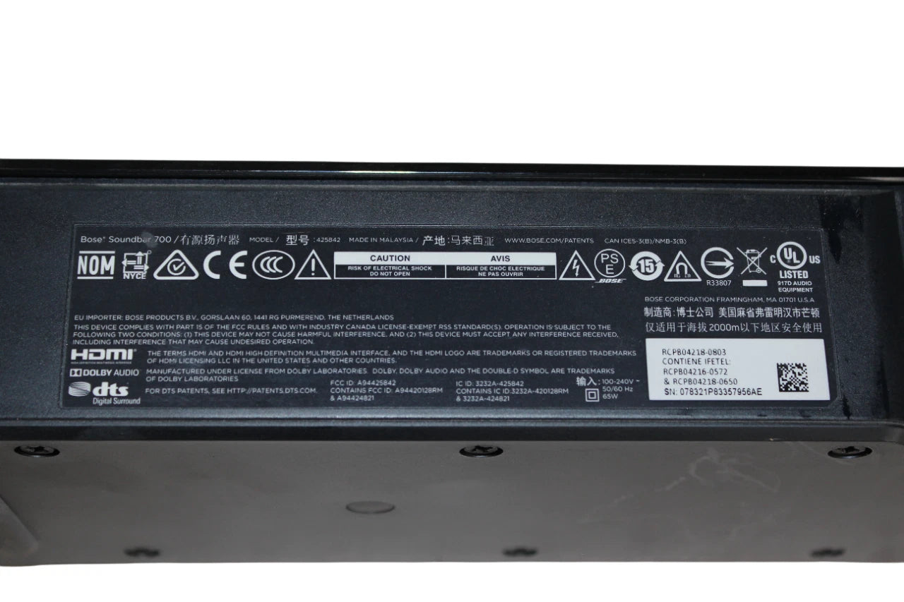 Bose Smart Soundbar 700 Black 425842- Free Shipping