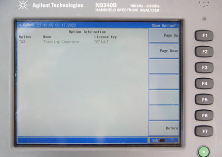Keysight Agilent N9340B 100kHz - 3GHz Handheld Spectrum Analyzer w Tracking Gen