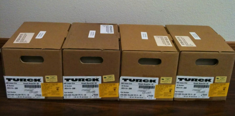 Turck RF51174-30M 5/18 AWG Yellow TPE FL-20 High Flex Cable 30-Meter