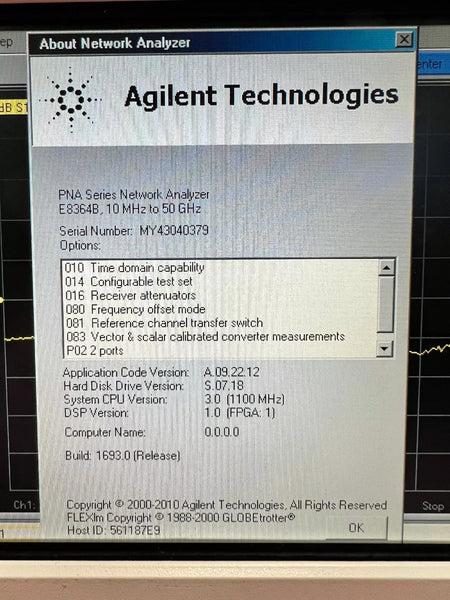 Agilent E8364B PNA Vector Network Analyzer with Multiple Options