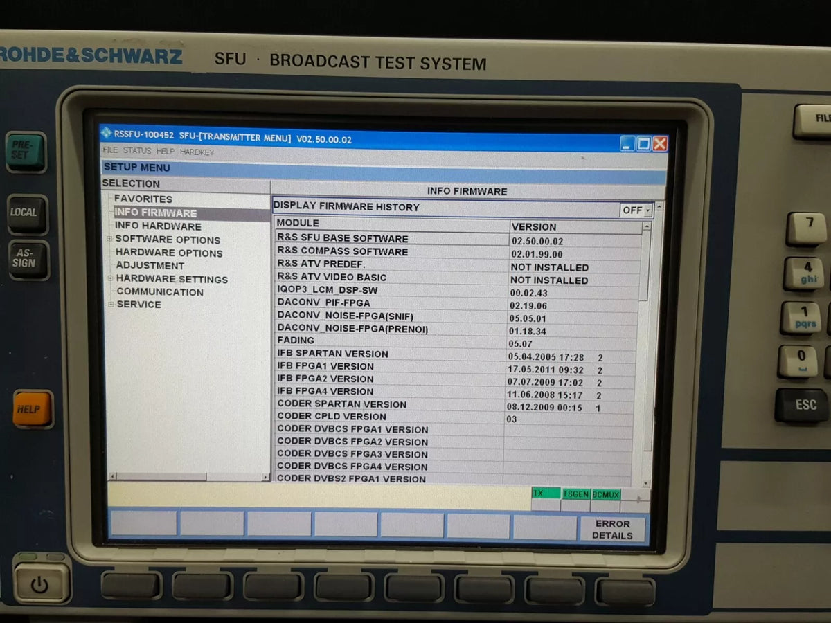 R&S SFU Broadcast Test System (100452) - B4 B6 B10 B30