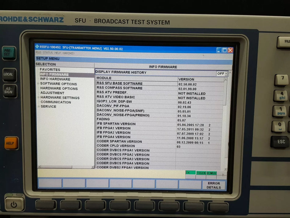 R&S SFU Broadcast Test System (100452) - B4 B6 B10 B30