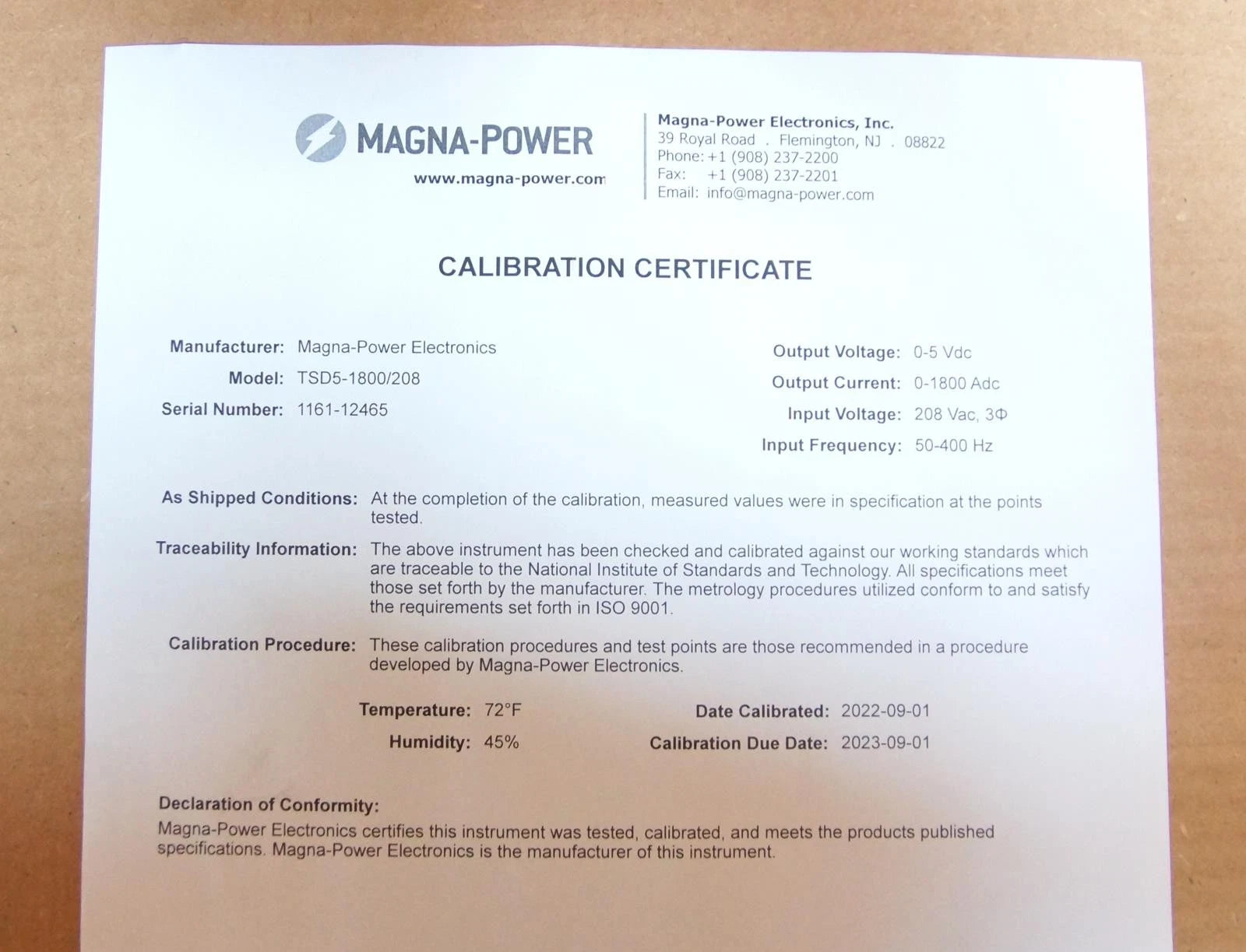 Magna-Power TSD5-1800/208 DC Power Supply 5VDC 1800ADC 10 kW