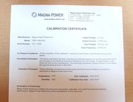 Magna-Power TSD5-1800/208 DC Power Supply 5VDC 1800ADC 10 kW