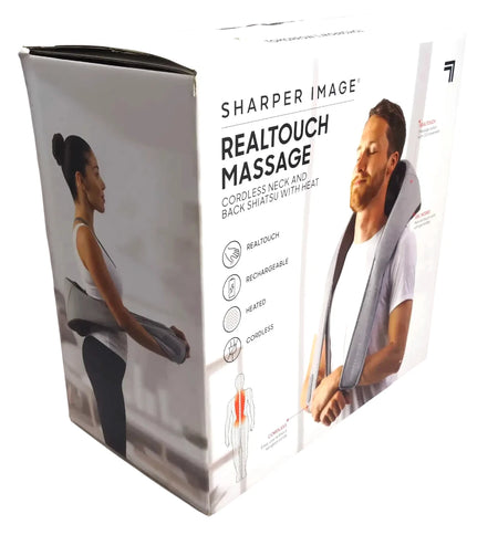 Sharper Image Realtouch Shiatsu Wireless Neck & Back Massager w/ Heat Gray