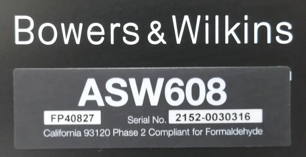 B&W Bowers & Wilkins ASW608 Compact Powered Subwoofer - Free shipping