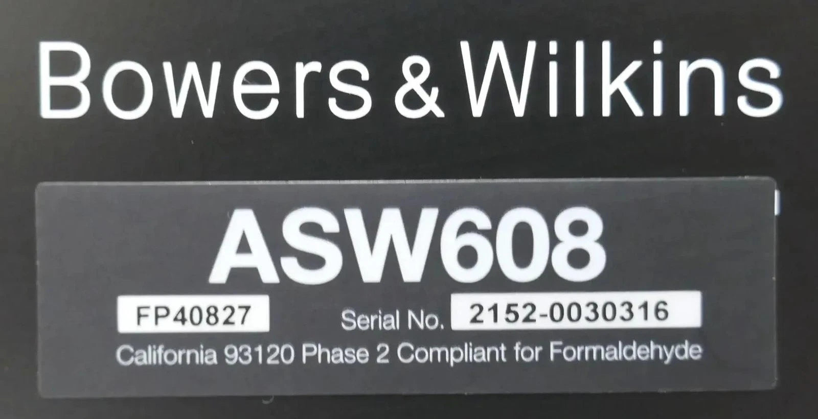 B&W Bowers & Wilkins ASW608 Compact Powered Subwoofer - Free shipping