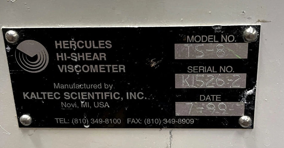 Kaltec Scientific Inc. Hercules TS-8 Hi-Shear Rheometer Viscometer