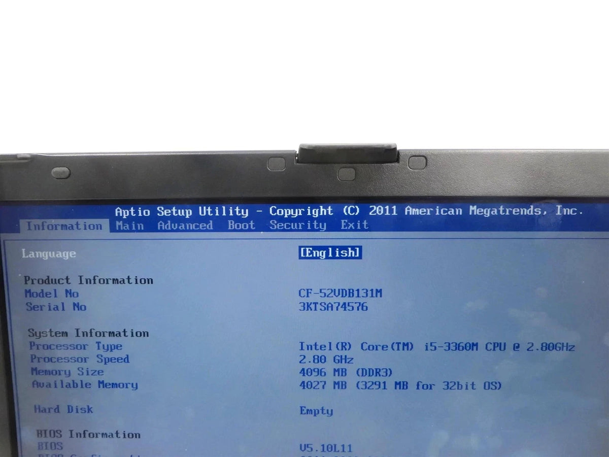 Panasonic Toughbook CF-52 Core i5-3360M 2.80GHz 4GB (No HHD) - MK5