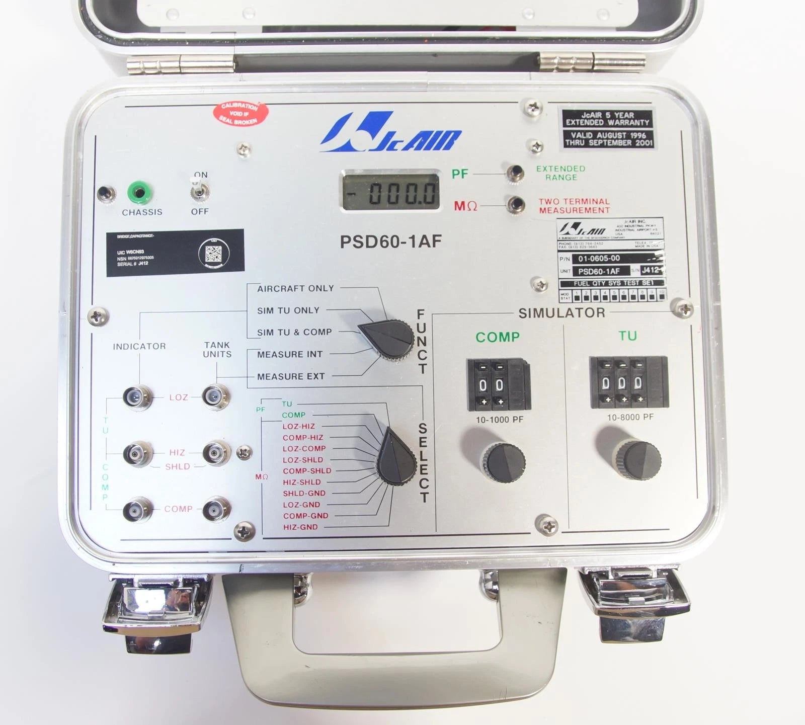 Aeroflex / Viavi PSD60-1AF AC Capacitance Fuel Quantity Test Set