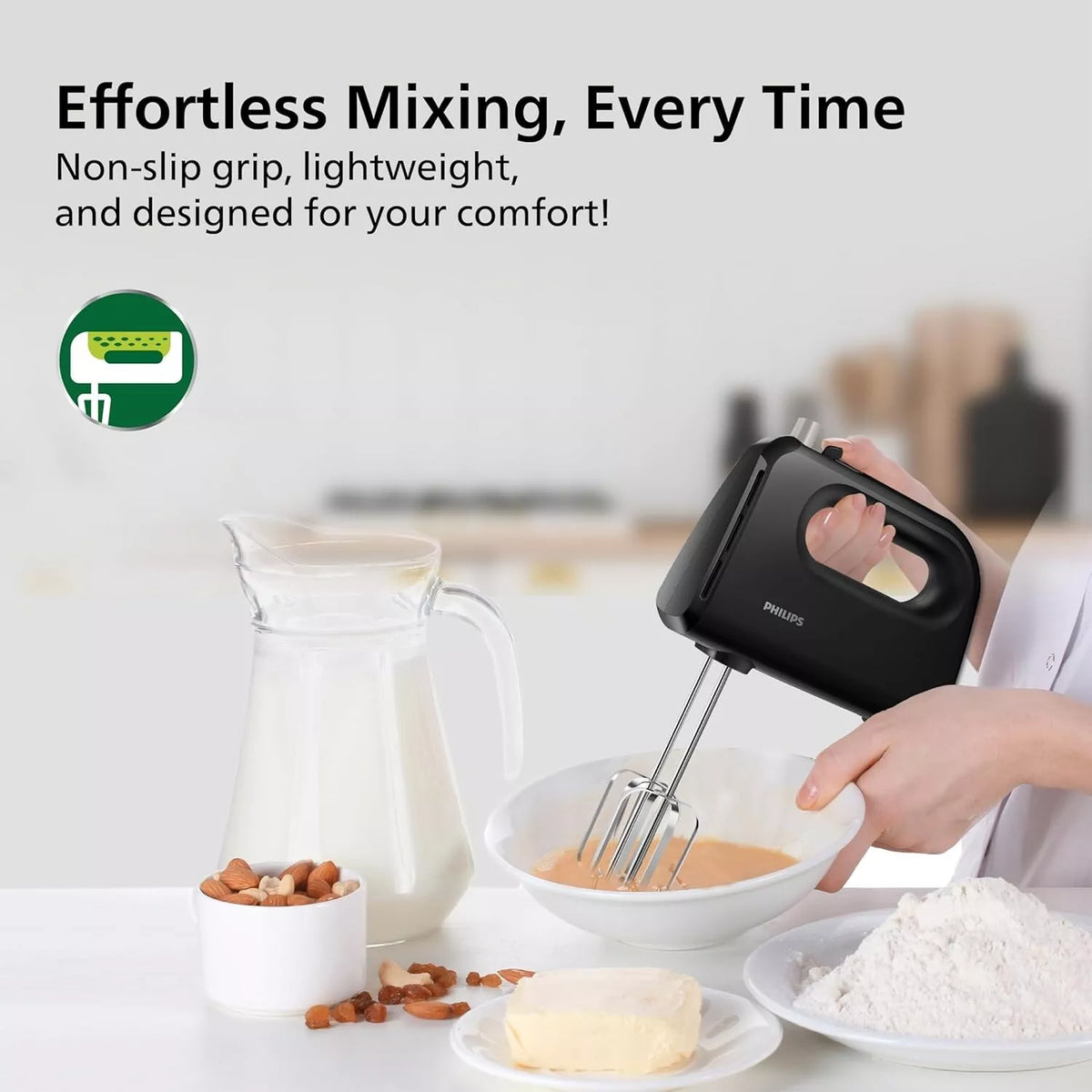 Philips HR3705/10 300W Hand Mixer & Blender with 5 Speed Control Stainless Steel