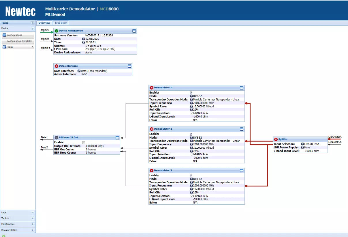 NEWTEC MCD6000 Multicarrier Demodulator Software Version 2.1.10.82420