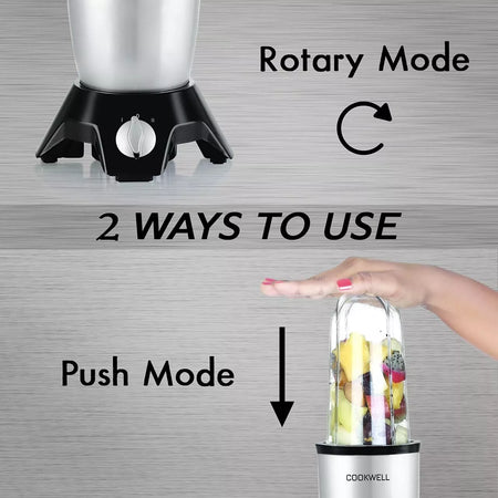 Cookwell Bullet Mixer Grinder with 5 Jars & 3 Blades, Silver - Copper, 600 Watts