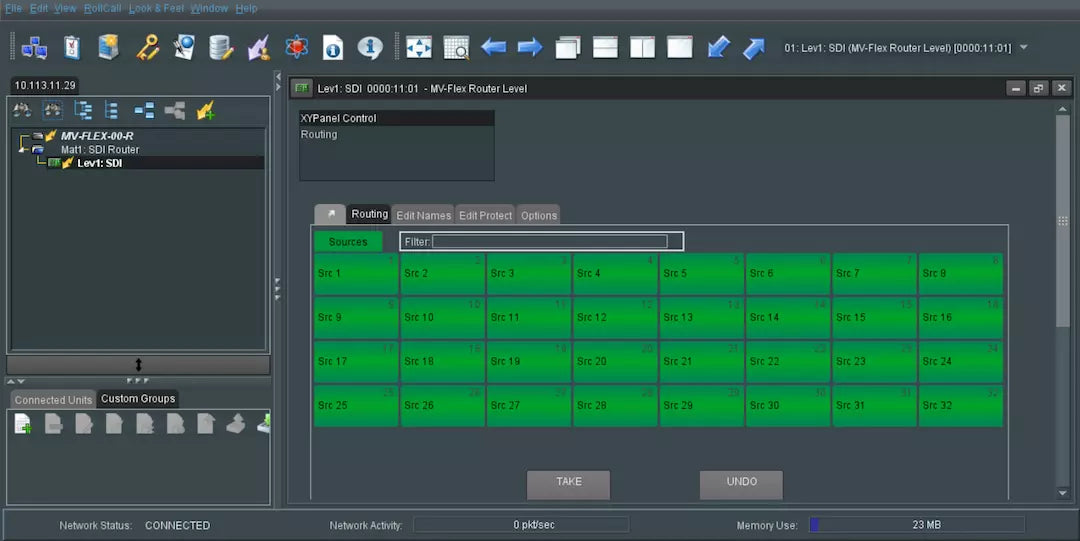 Grass Valley VG-32MV MV-FLEX-32-R 1 RU 32x32 Router with Dual 4K UHD Multiviewer