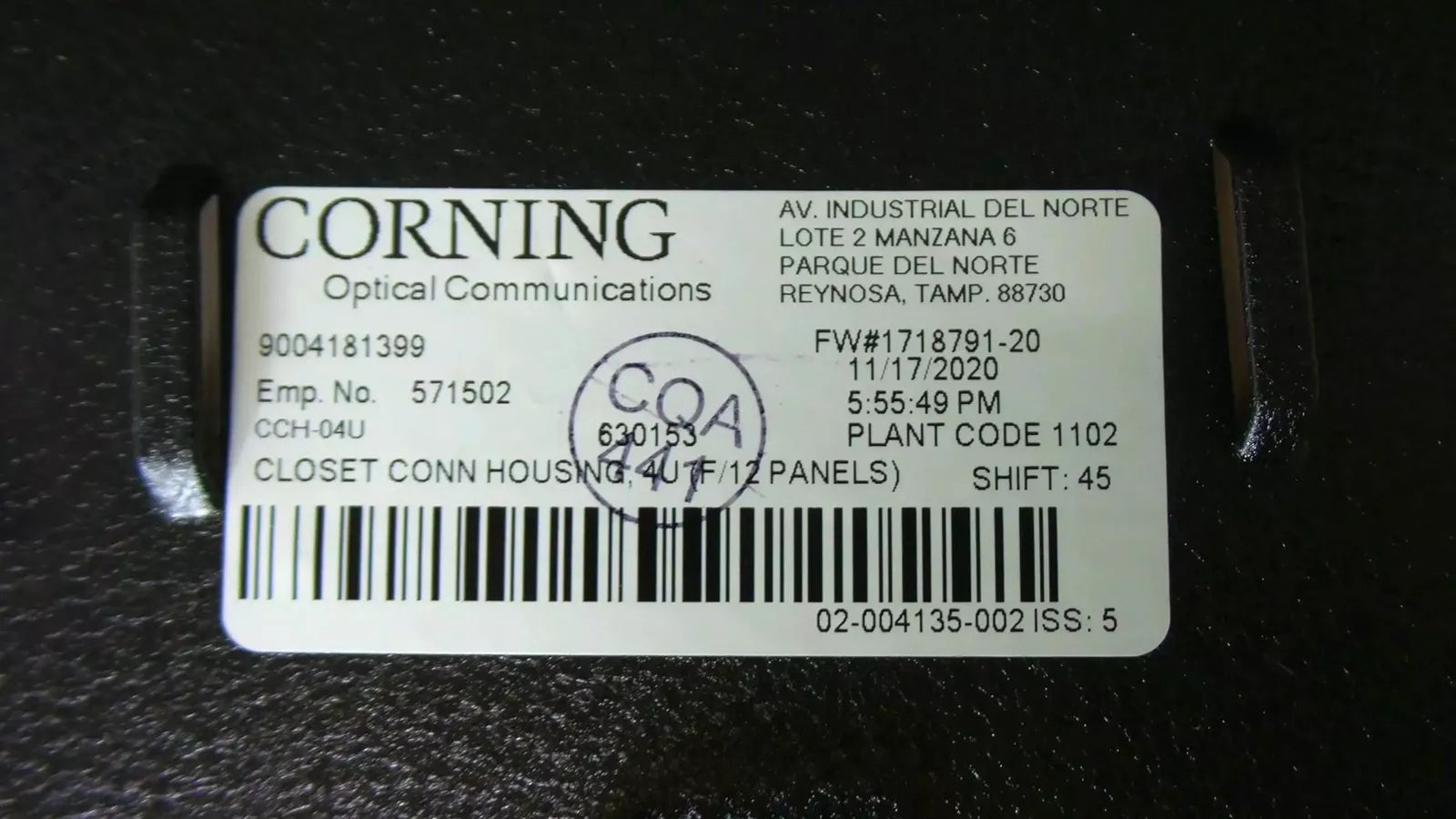 CORNING 4U CLOSET CONNECTOR HOUSING CCH - Free Shipping