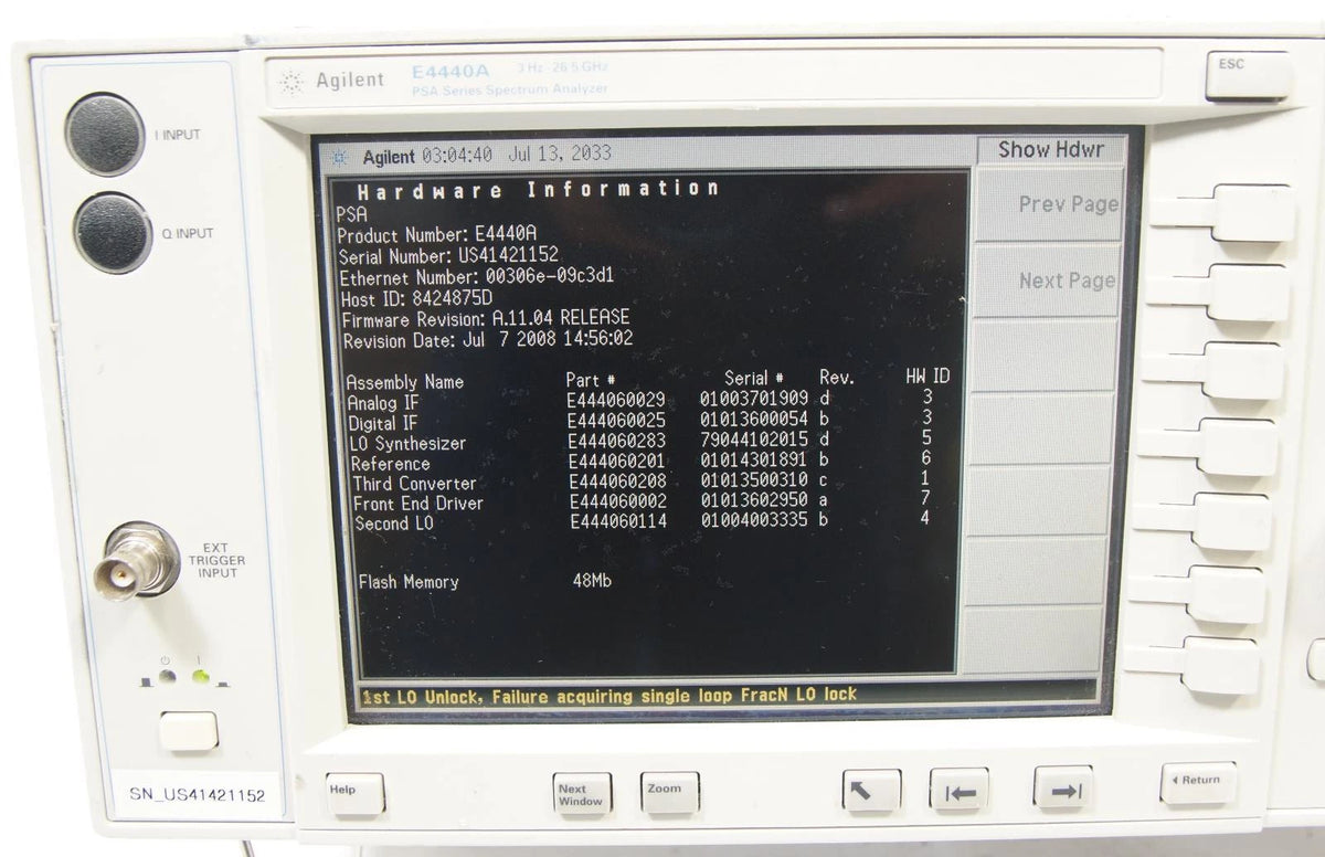 AGILENT E4440A PSA Series 3Hz to 26.5GHz Spectrum Analyzer AS-IS