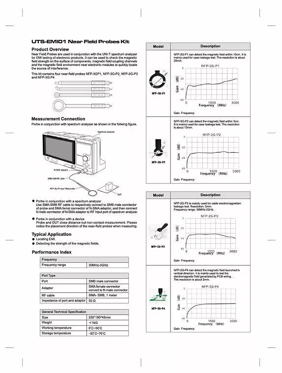 UNI-T UTS-EMI01 Near-Field Probe Kit 30MHz - 3GHz EMI Near Field Probes