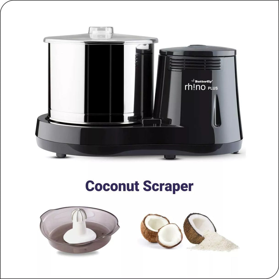 Butterfly Rhino Plus 2L Table-Top Wet Grinder 150W ABS Body Stainless Steel Drum