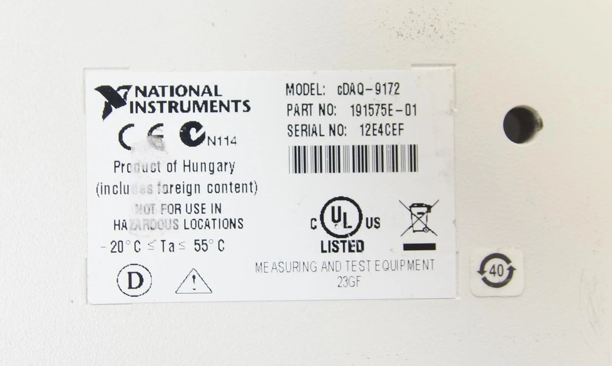 National Instruments NI cDAQ-9172 USB CompactDAQ 8-Slot Chassis