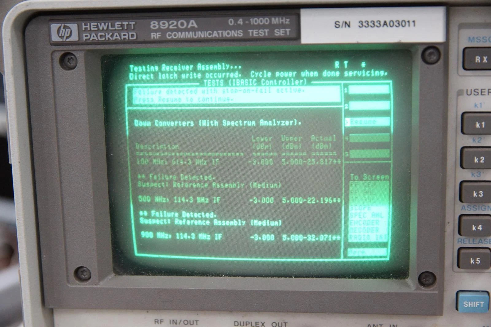 HP Agilent 8920A RF Communications Test Set / Spectrum Analyzer
