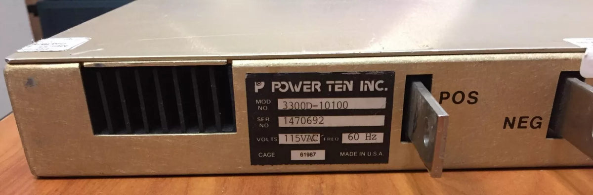 Power Ten 3300D-10100 DC Power Supply 115V, 60Hz, 0-10V DC, 0-100 AMPS