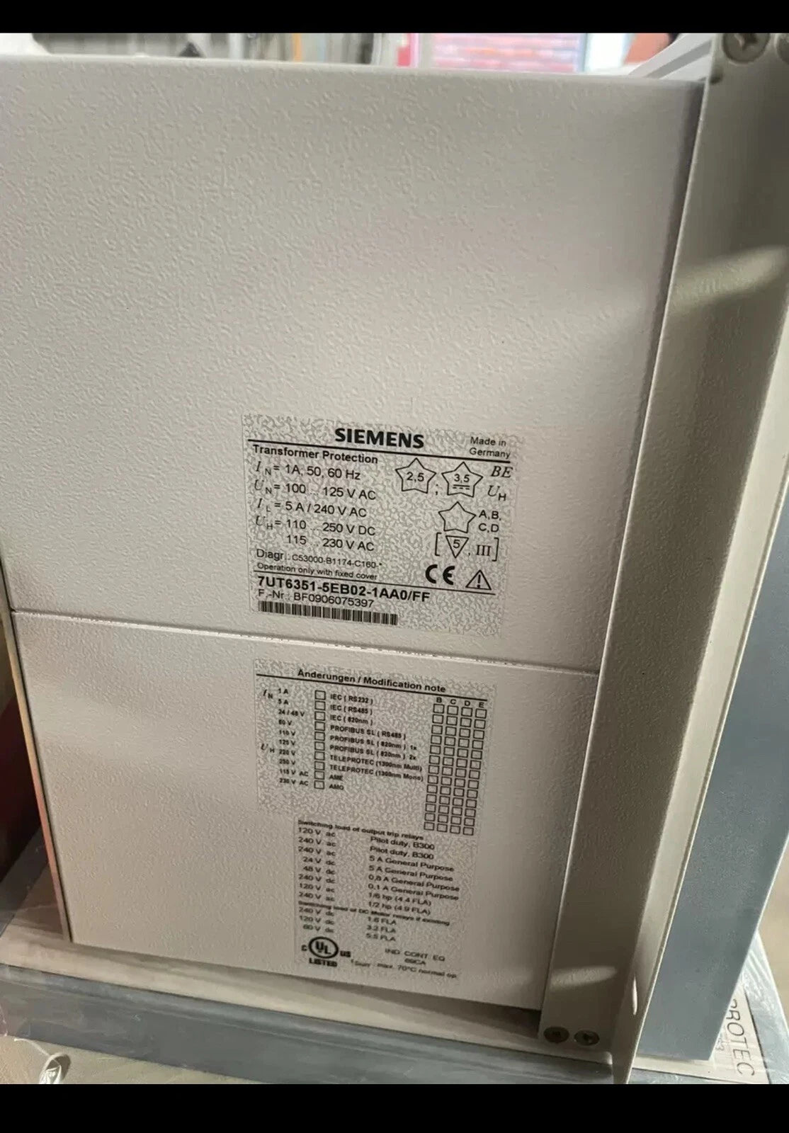 Siemens 7UT6351-5EB02-1AA0/FF - Generator Protection Relay