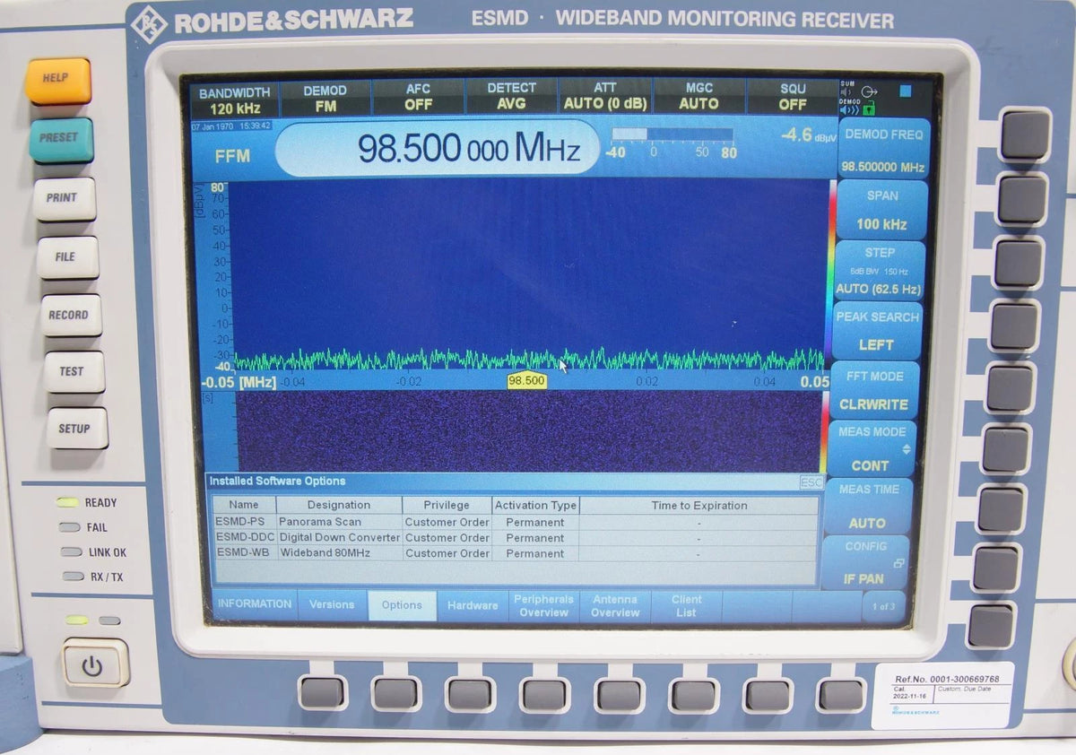 Rohde & Schwarz ESMD Wideband Monitoring Receiver Options PS DDC WB CALIBRATED