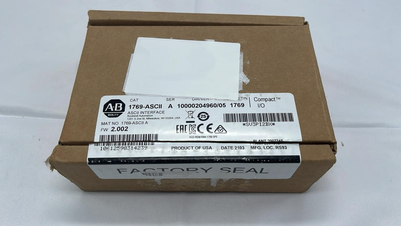 1769-ASCII Compact I/O ASCII Interface by Allen-Bradley