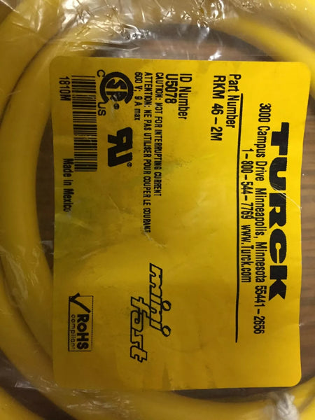 Turck RKM-46-2M, U5078 Minifast Female Single-end Cordset, 2M Cable