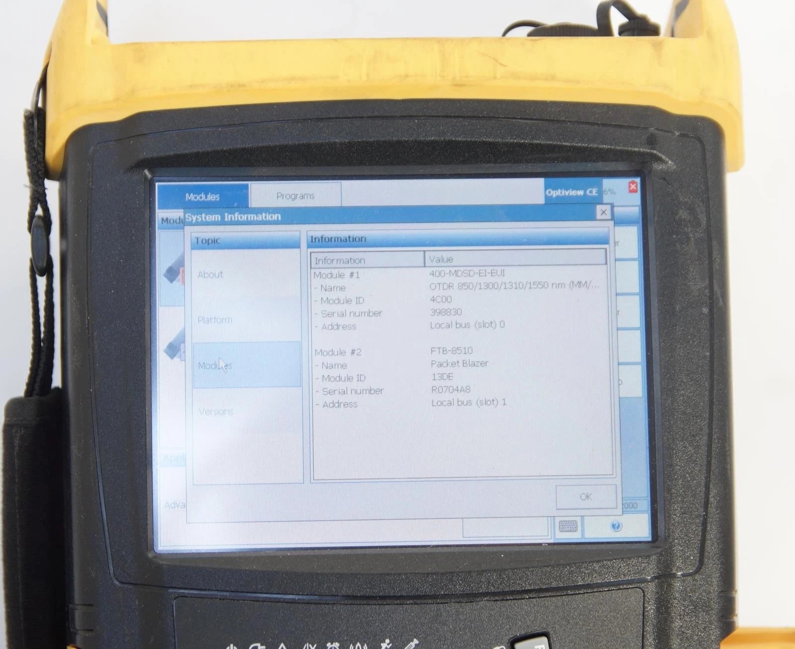 Corning OV-1000 OTDR Fiber Optic Tester with 400-MDSD-EI-EUI & FTB-8510