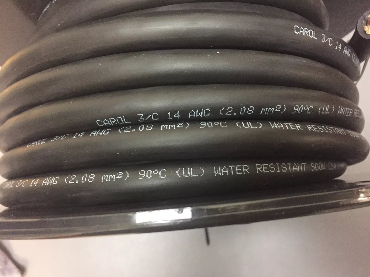 Carol 14 AWG/3 Cond Water Resistant SOOW 90°C 600V Black Cable 50 ft