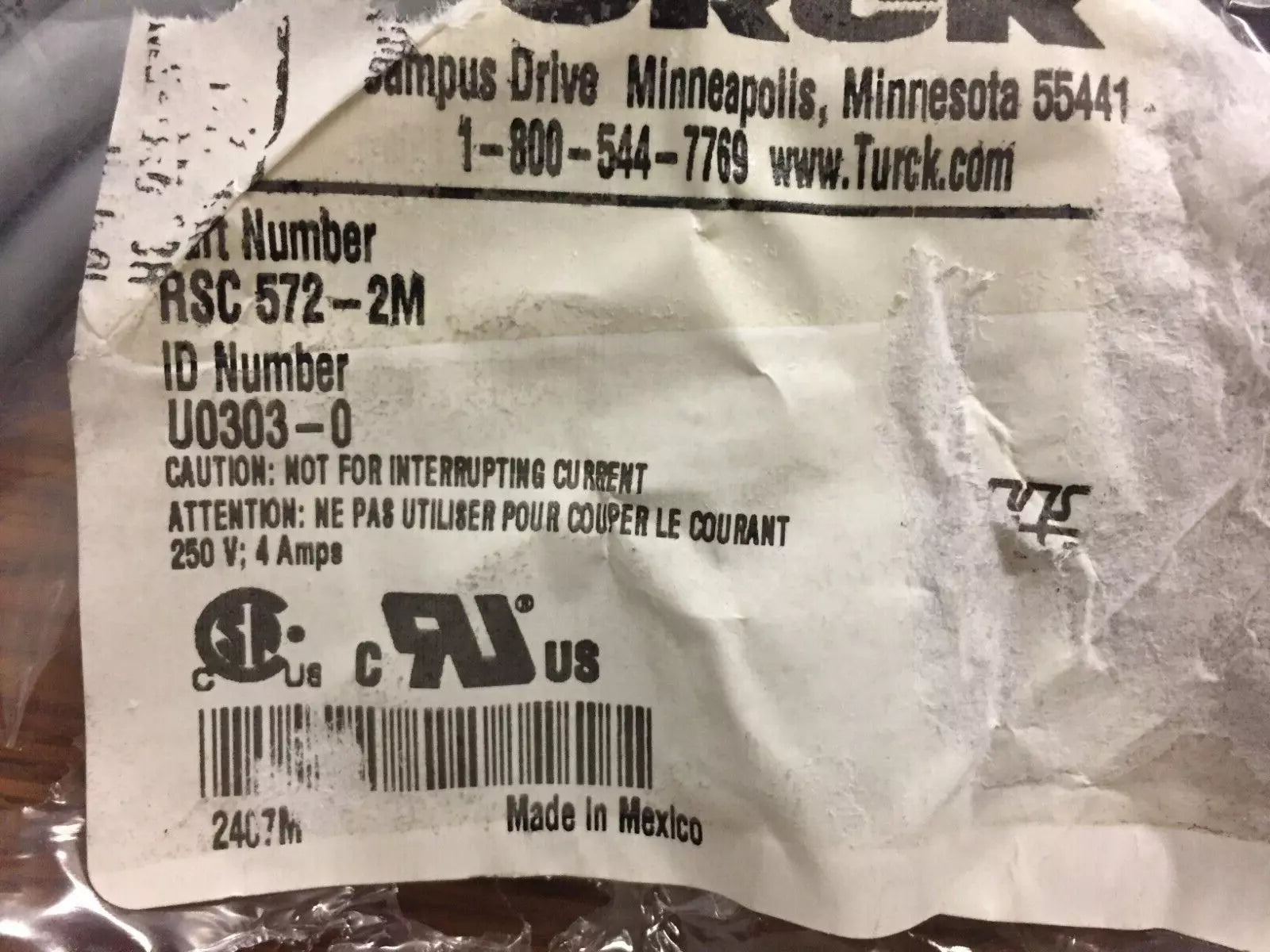 Turck RKC 572-2M, U5311-02 Cordset Cable