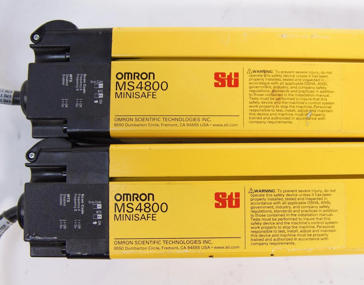 Lot of 2 Omron MiniSafe MS4800S Light Curtains 70251-1141 14-0320-X Transmitters