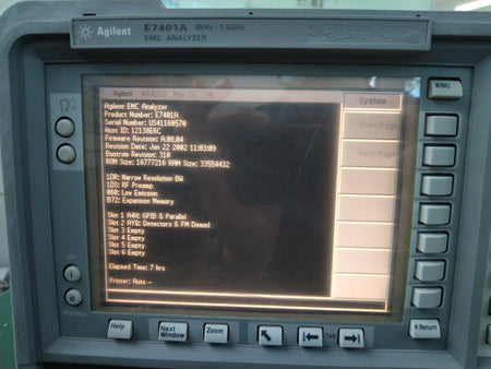 Agilent E7401A EMC Analyzer 9KHz to 1.5Ghz ,w/ 1DR, 1DS, 060, B72 - XG eqpt