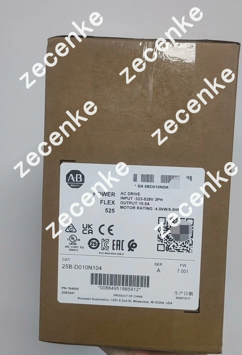 Allen-Bradley 25B-D010N104 Powerflex 525 AC Drive 5HP 4.0KW 3-Phase