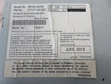 12 -14 Toyota Tacoma 57053 CD player radio 86140-04080 - Free shipping