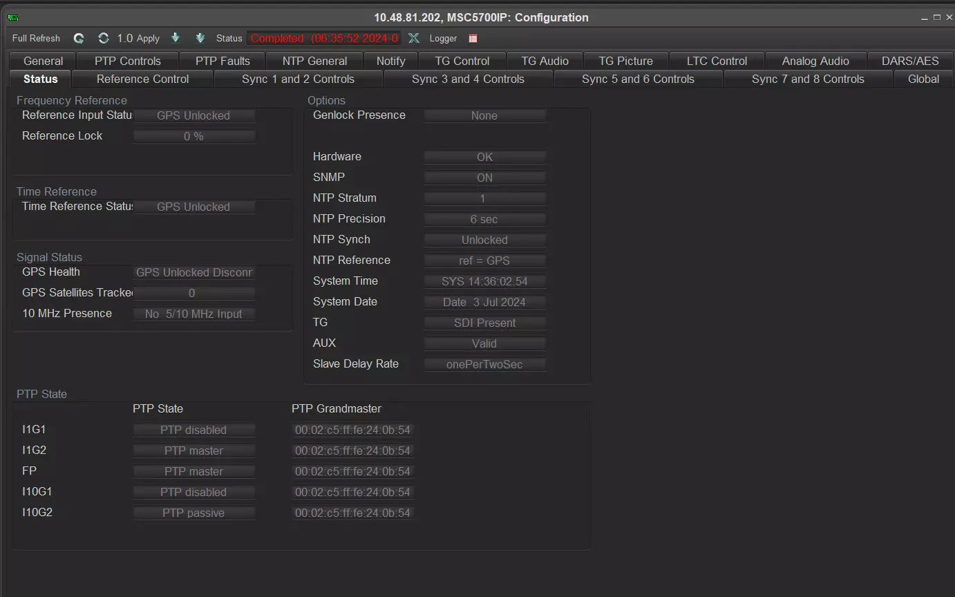Evertz 2x 5700MSC-IP Grand Master Clock/SPG w/7800MSC-10G 5700-AUX 7801FC-IRD