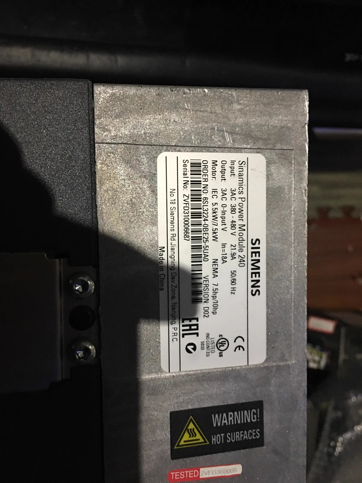 PM240 6SL3224-0BE25-5UA0 5.5kW/7.5kW Inverter Drive