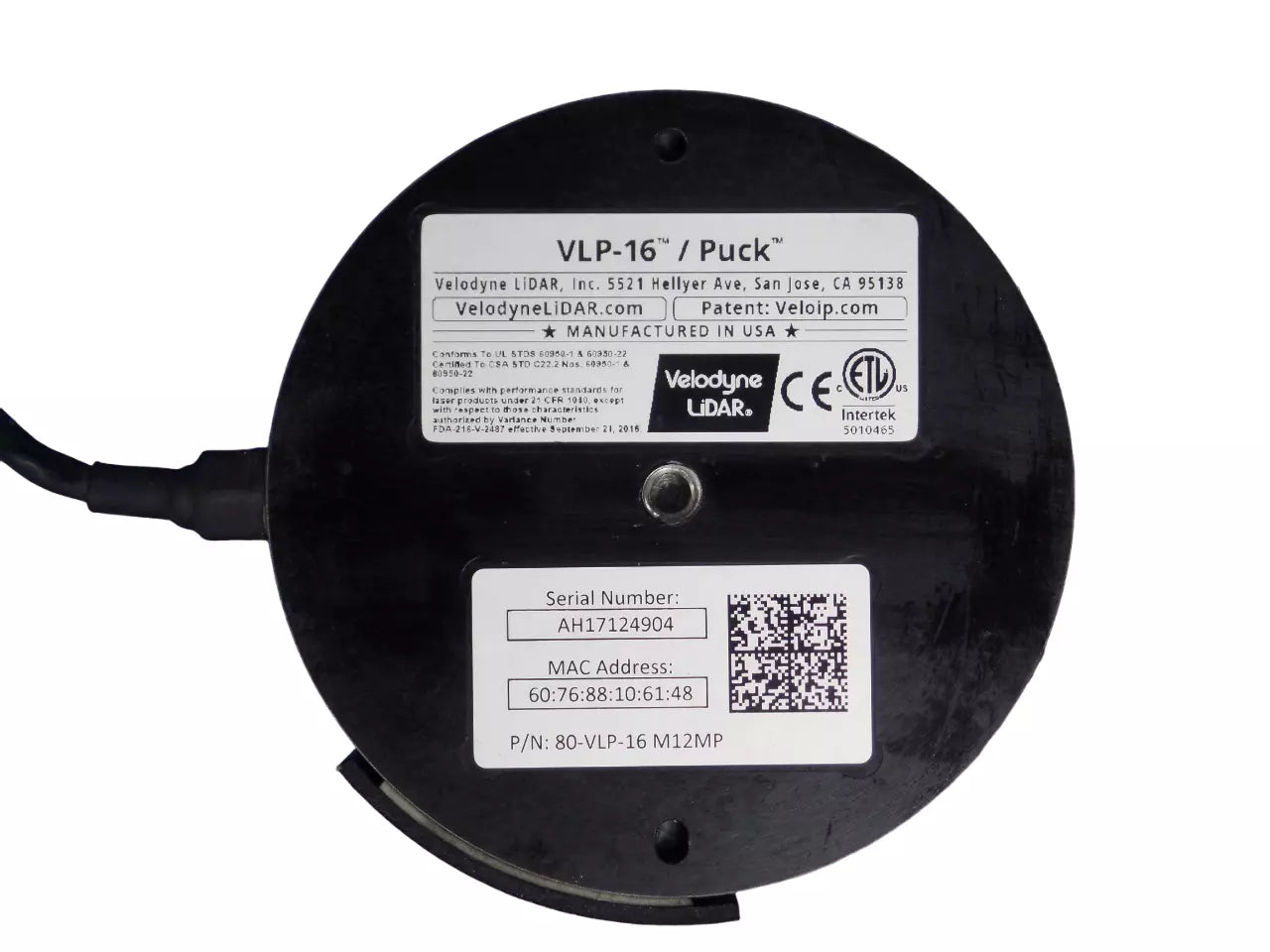 Velodyne VLP-16 Puck LiDAR Sensor 360 Degree