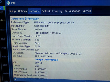 R&S ZNB8 Vector Network Analyzer 9kHz - 8.5GHz Win10 4Port (104347)